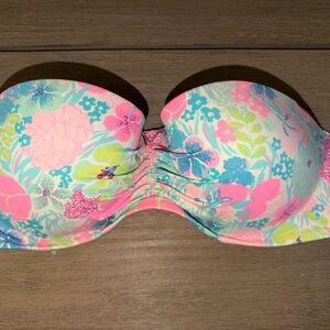 Victoria's Secret Floral Bikini Top - Pink and Blue